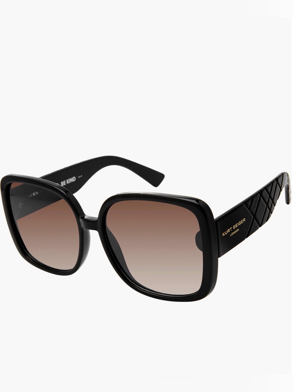 Kurt Geiger Black Square Frame Sunglasses with Brown Gradient Lenses